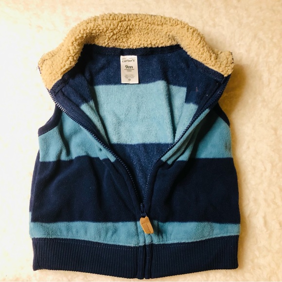 NWOT Carter’s “Brave Like Daddy” Blue Striped Vest w/Collar - Picture 5 of 6